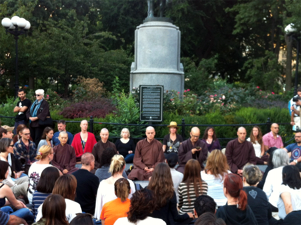 Flashmob meditation with the monastics in Union Square, New York
