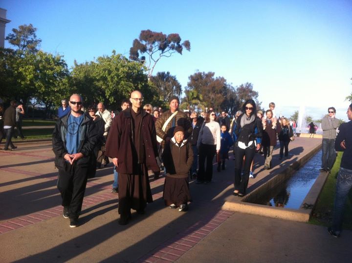 April 2012, Wake Up Tour comes to San Diego for a public flash mob walking meditation in Balboa Park: