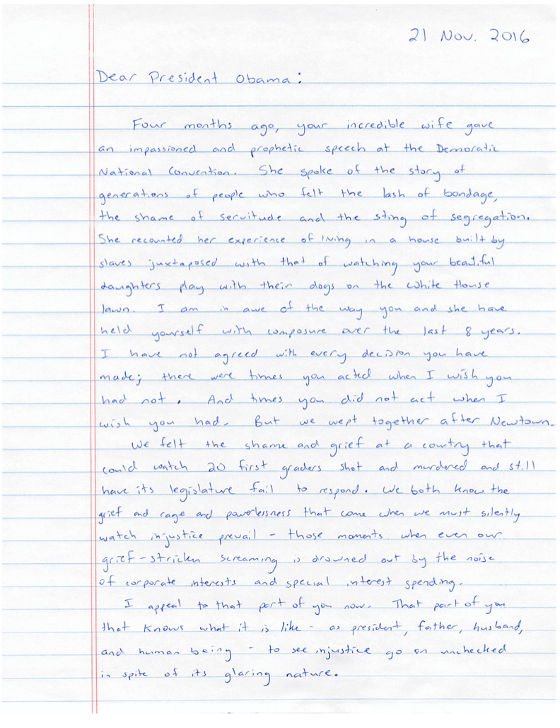 Letter to President Obama